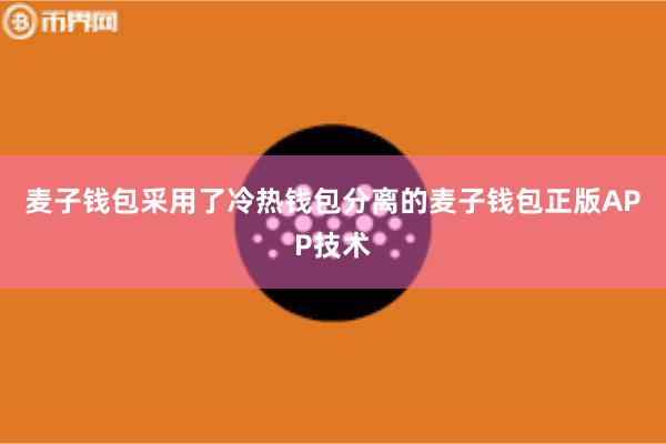 麦子钱包采用了冷热钱包分离的麦子钱包正版APP技术